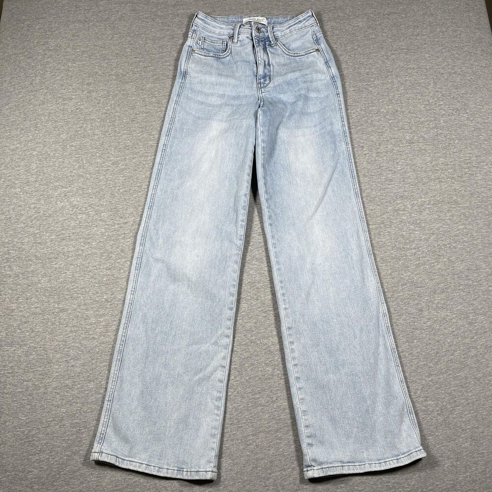 Judy Blue Wide-Leg Jeans Womens 0/24 Blue Light Wash High Rise Stretch Y2K Baggy